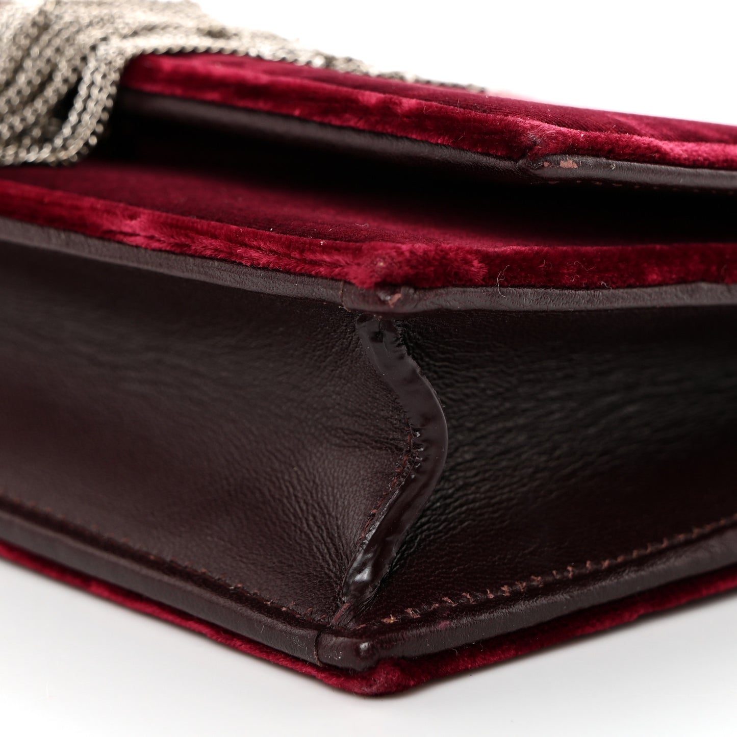 Velvet Crystal Monogram Kate Tassel Shoulder Bag Burgundy