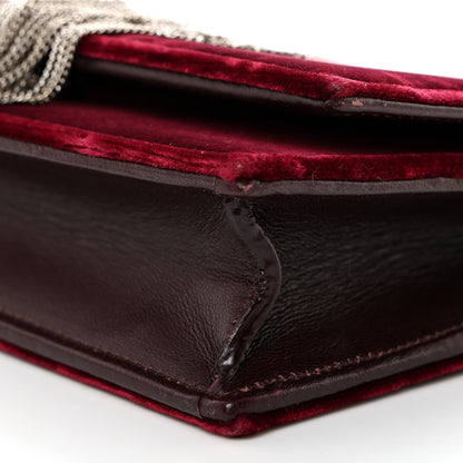 Saint Laurent Velvet Crystal Monogram Kate Tassel Shoulder Bag Burgundy 9 of 10