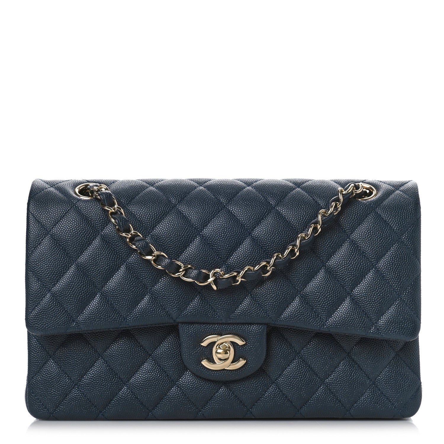Chanel Caviar Quilted Medium Double Flap Dark Blue 1 of 8