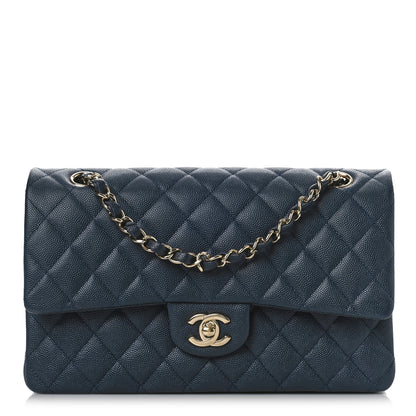 Chanel Caviar Quilted Medium Double Flap Dark Blue 1 of 8