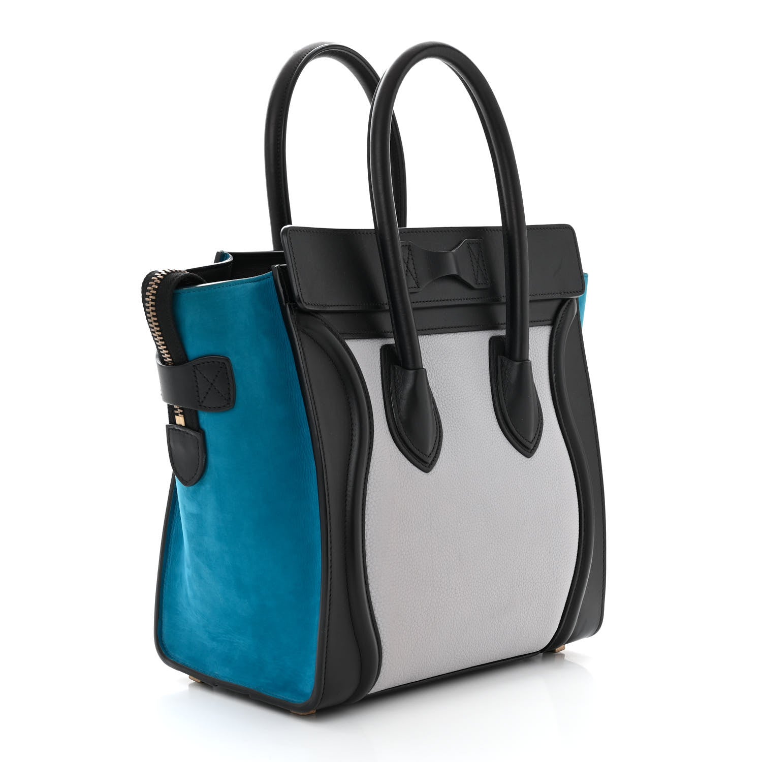 Celine Baby Grained Calfskin Nubuck Micro Tri-Color Luggage Light Grey 3 of 11