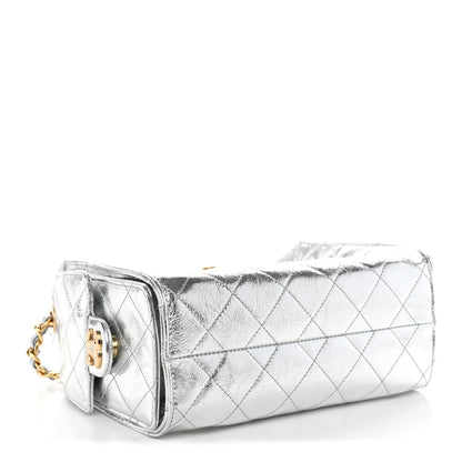 Chanel Metallic Aged Calfskin Quilted Mini Chanel 25 Handbag Silver 4 of 11