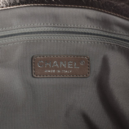 Chanel Metallic Crackled Calfskin Small Modern Chain Tote Dark Grey 7 of 7