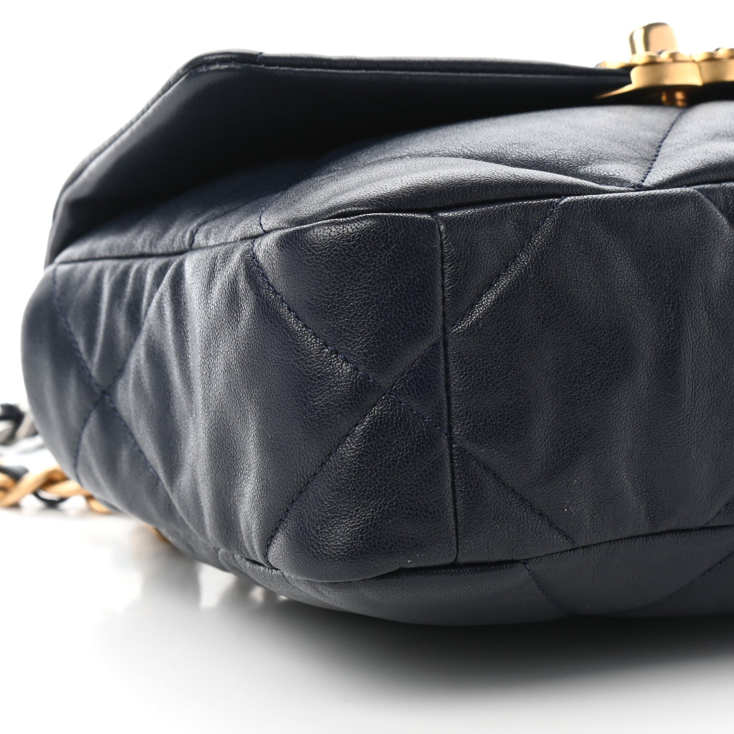Goatskin Quilted Medium Chanel 19 Flap Navy Blue