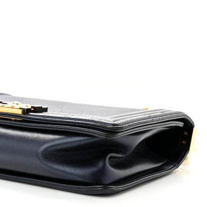 Chanel Lambskin Embossed Medium Boy Cube Flap Navy 10 of 11