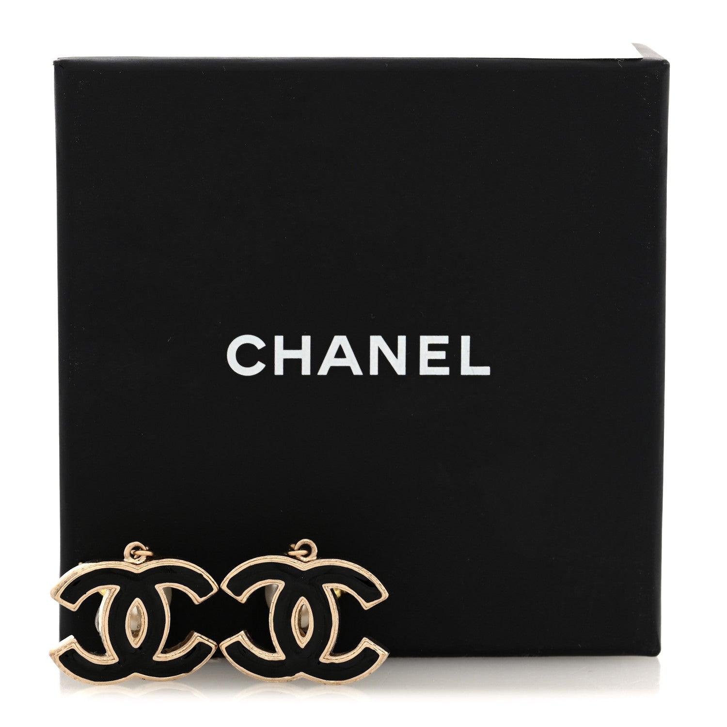 Chanel Pearl Enamel CC Drop Earrings Black 5 of 5