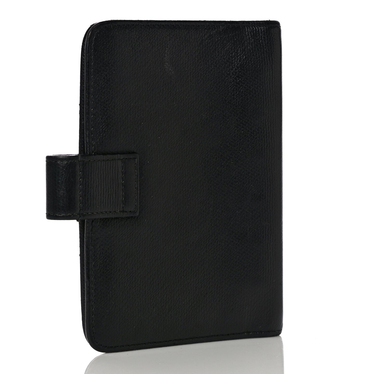 Grained Calfskin CC Button Pocket Agenda Cover Black
