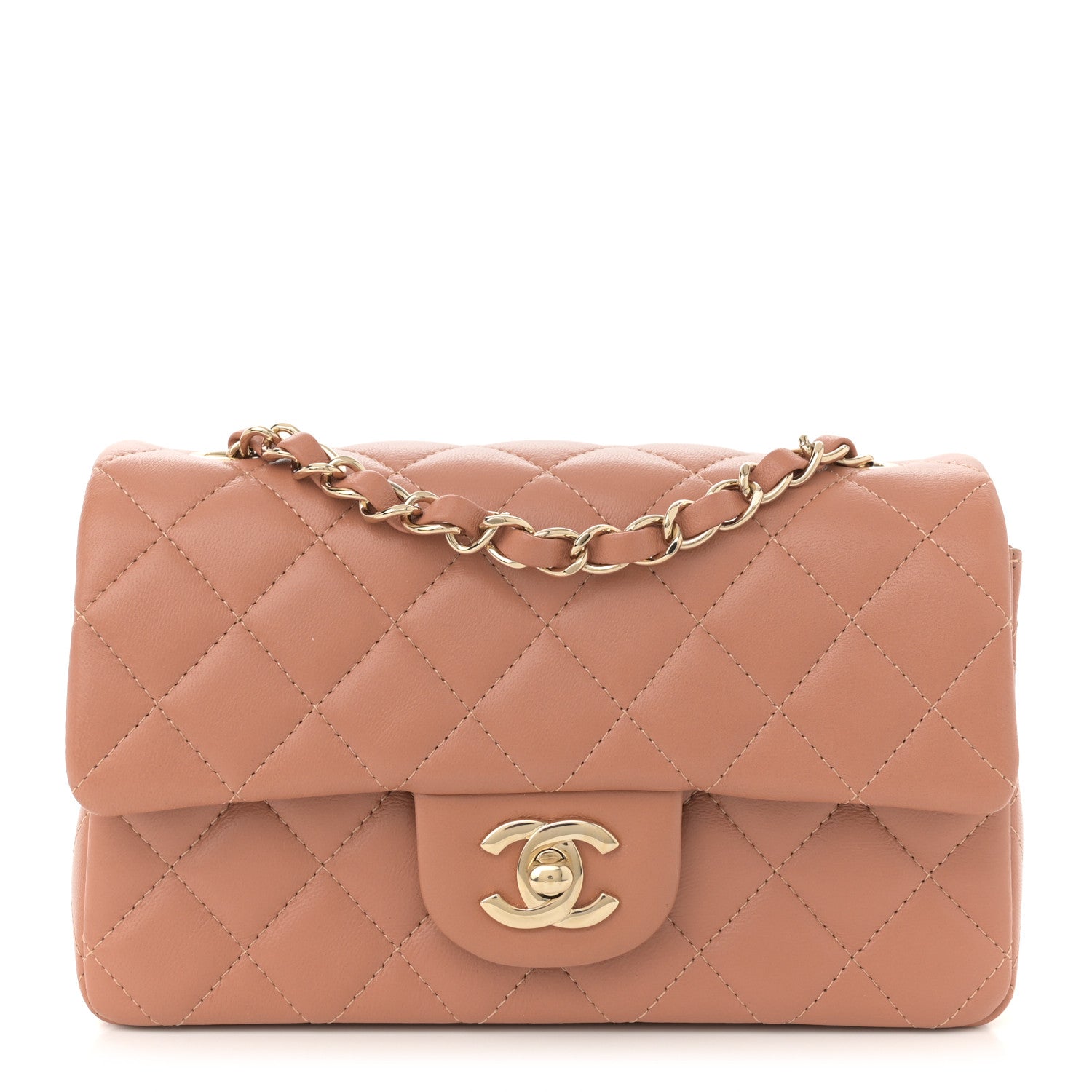 Chanel Lambskin Quilted Mini Rectangular Flap Brown 1 of 11