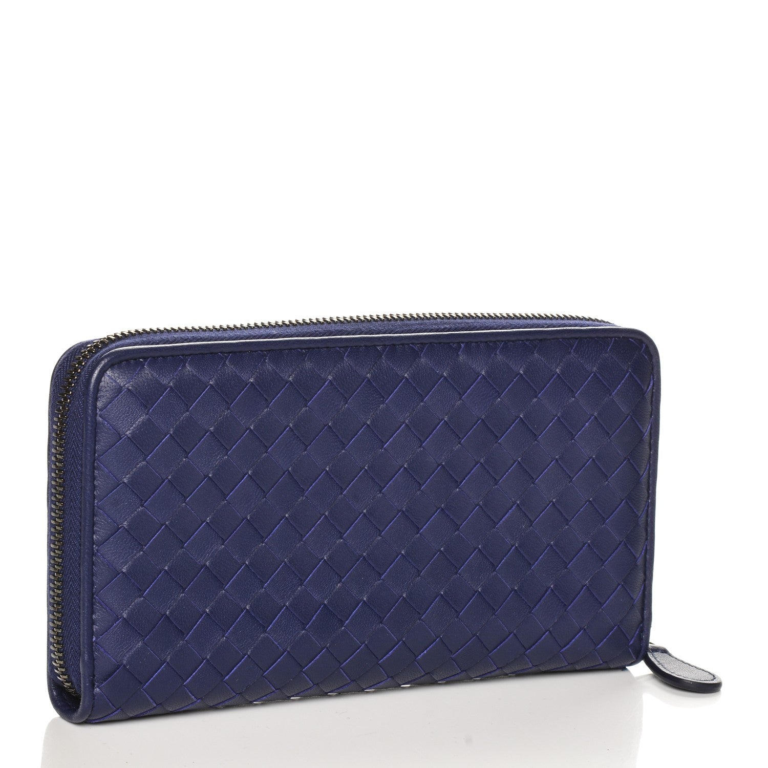 Bottega Veneta Nappa Intrecciato Zip Around Wallet Blue 3 of 6