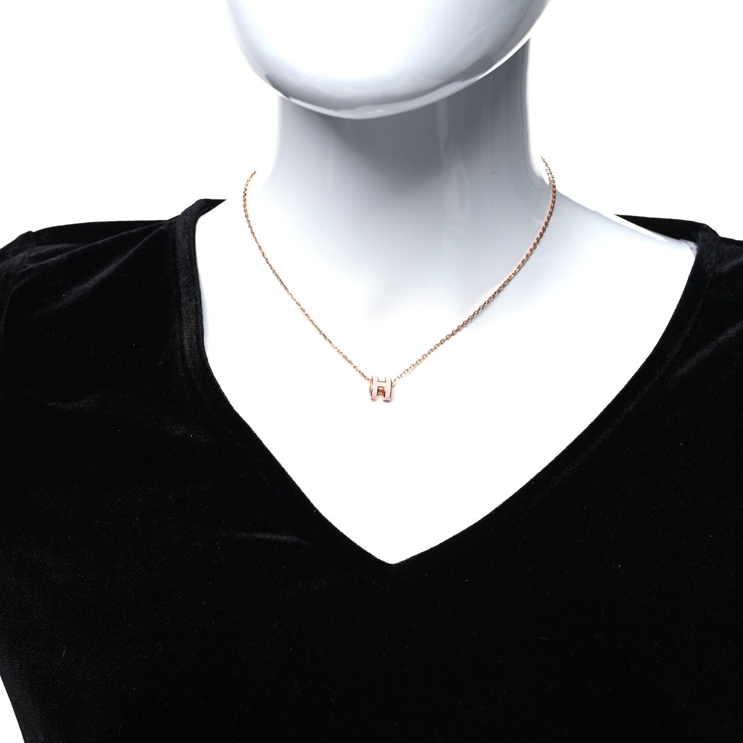 Lacquered Rose Gold Mini Pop H Pendant Necklace Rose Dragee