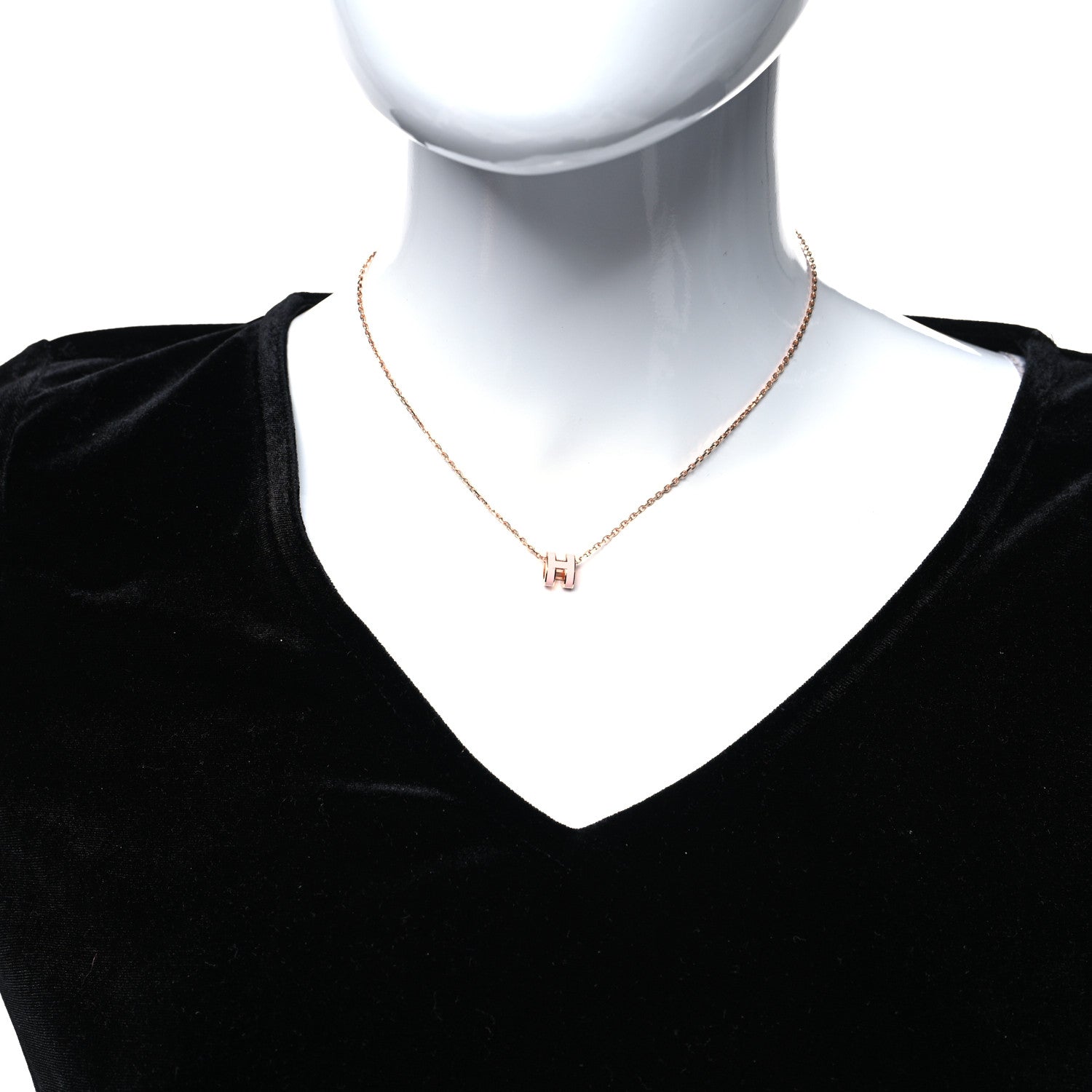 Hermes Lacquered Rose Gold Mini Pop H Pendant Necklace Rose Dragee 2 of 5