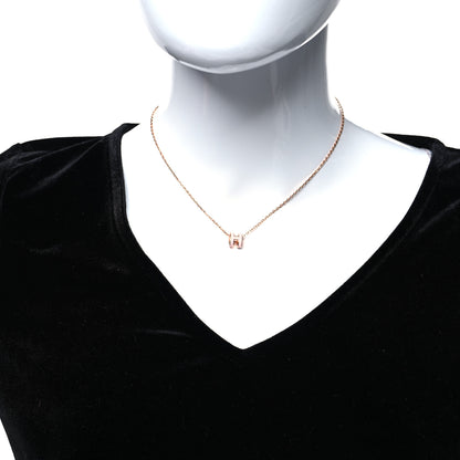 Hermes Lacquered Rose Gold Mini Pop H Pendant Necklace Rose Dragee 2 of 5