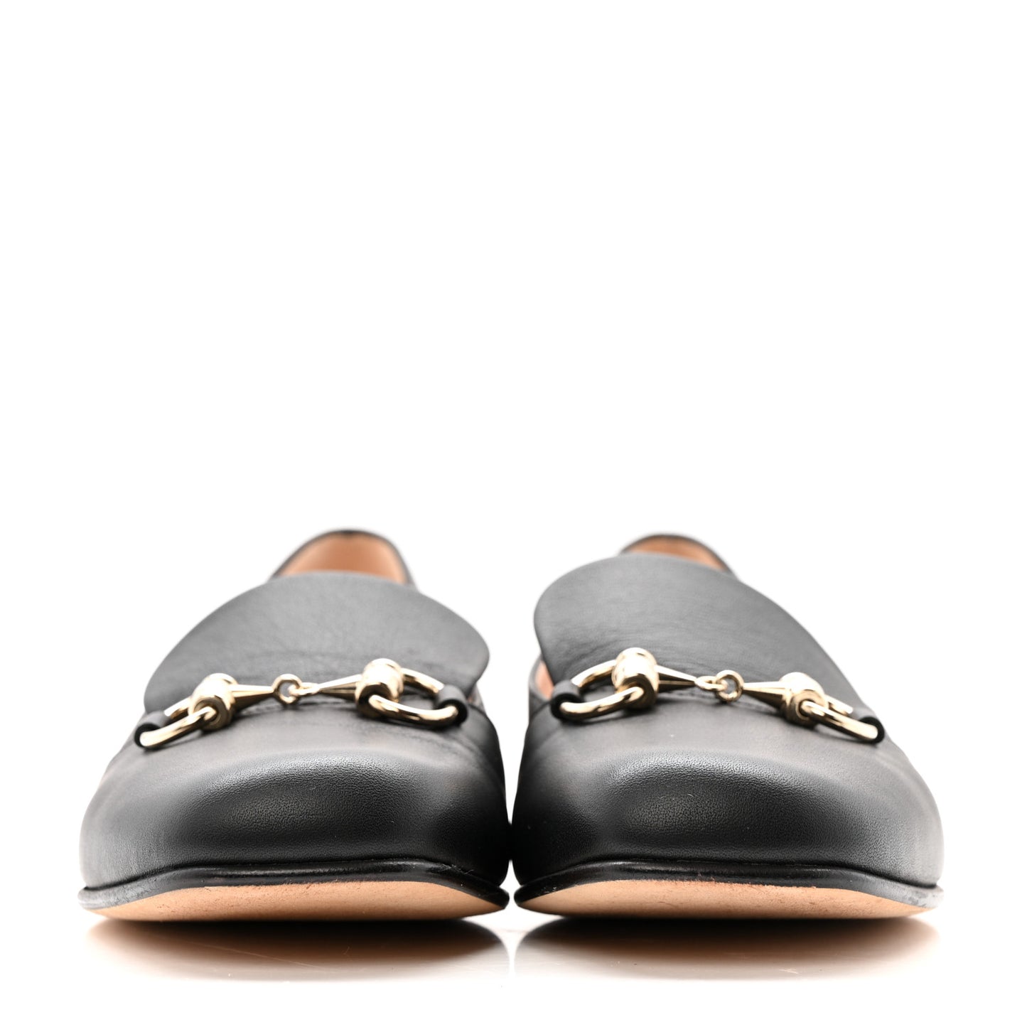 Calfskin Womens Horsebit Loafers 35.5 Black