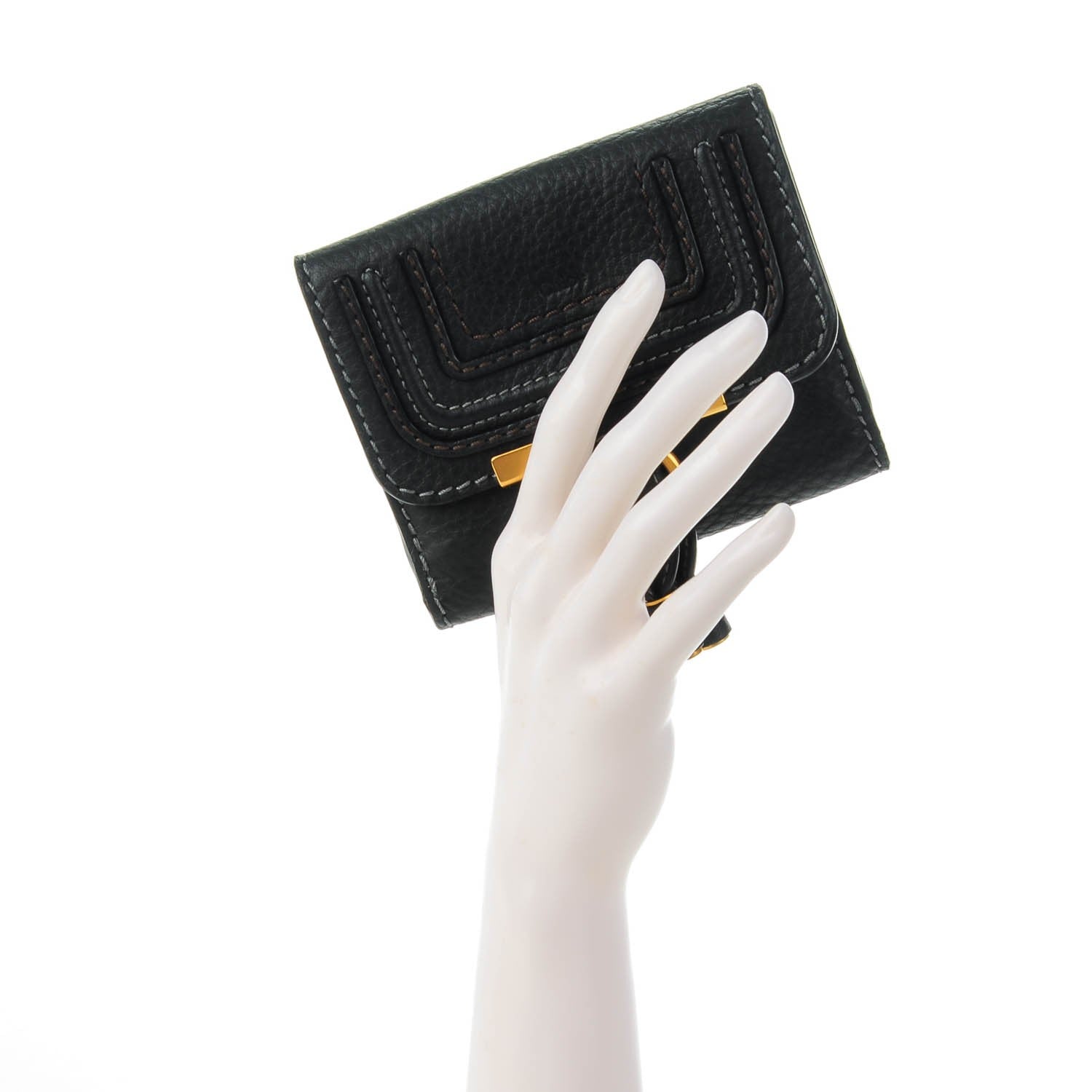 Chloe Grained Calfskin Marcie Square Wallet Black 3 of 7