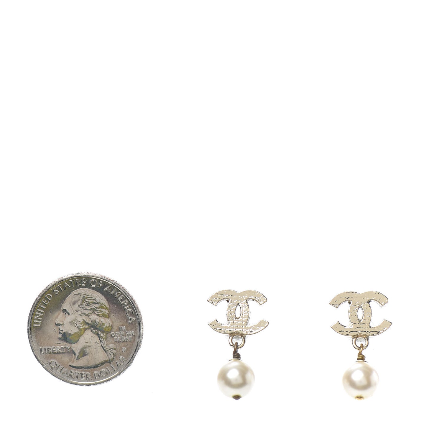 Pearl CC Drop Earrings Gold