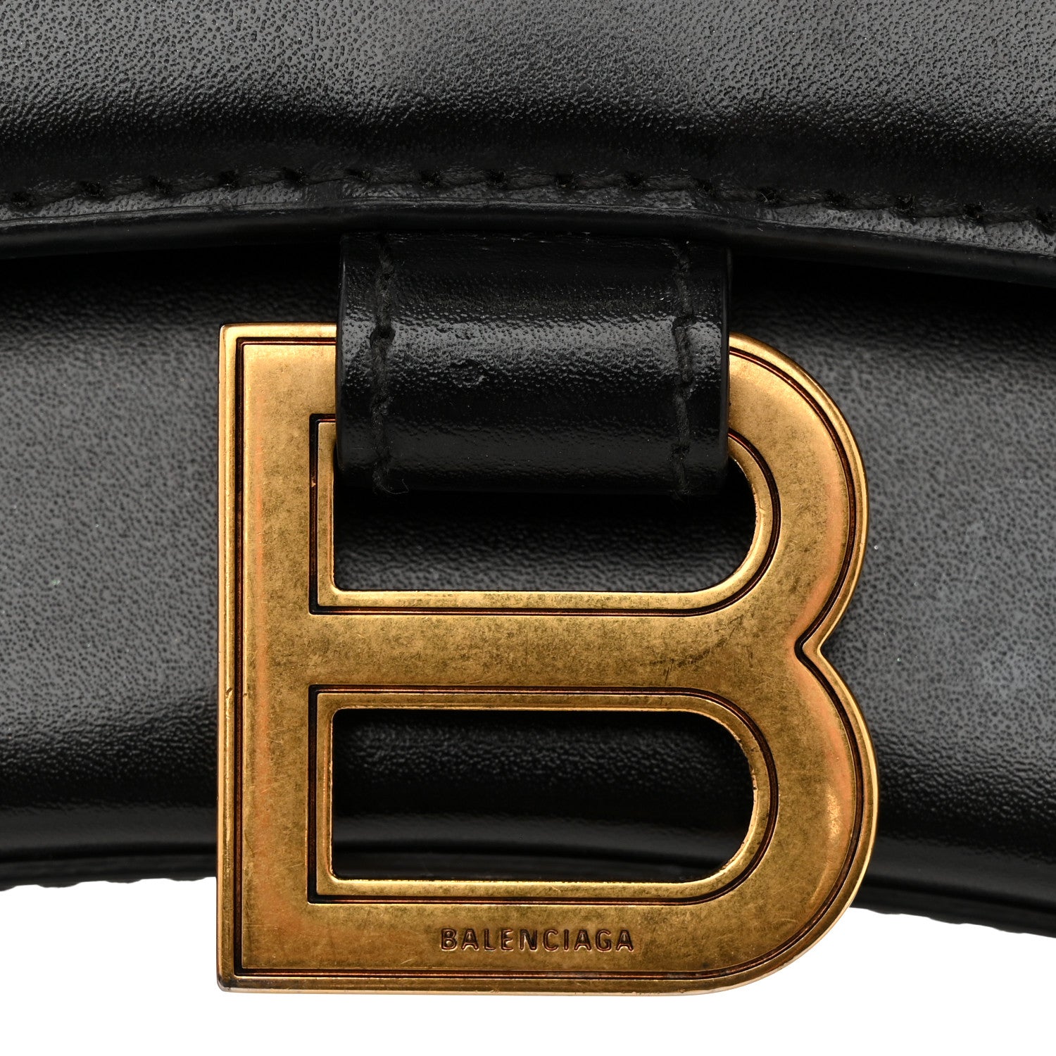 Balenciaga Shiny Box Calfskin Hourglass Top Handle Bag XS Black 12 of 17