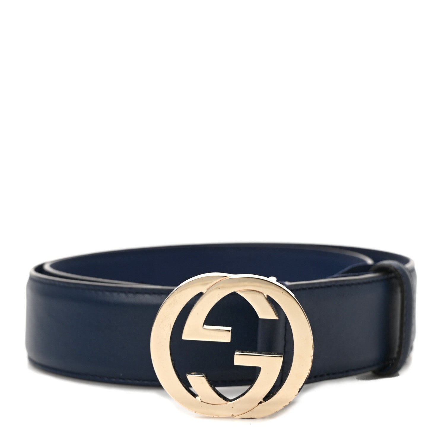 Gucci Moon Calfskin Interlocking G 37mm Belt 80 32 Cobalt Blue 1 of 5