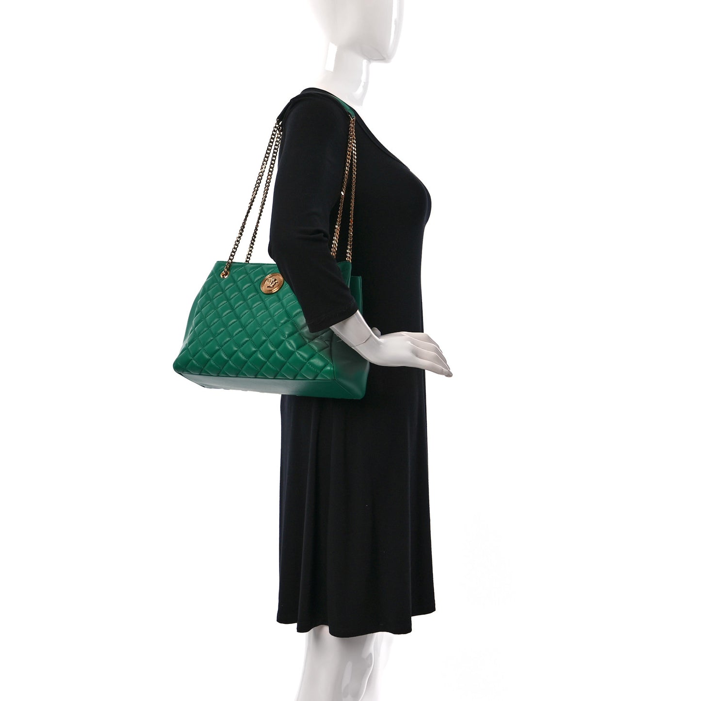 Nappa Quilted Medusa Chain Shoulder Bag Green