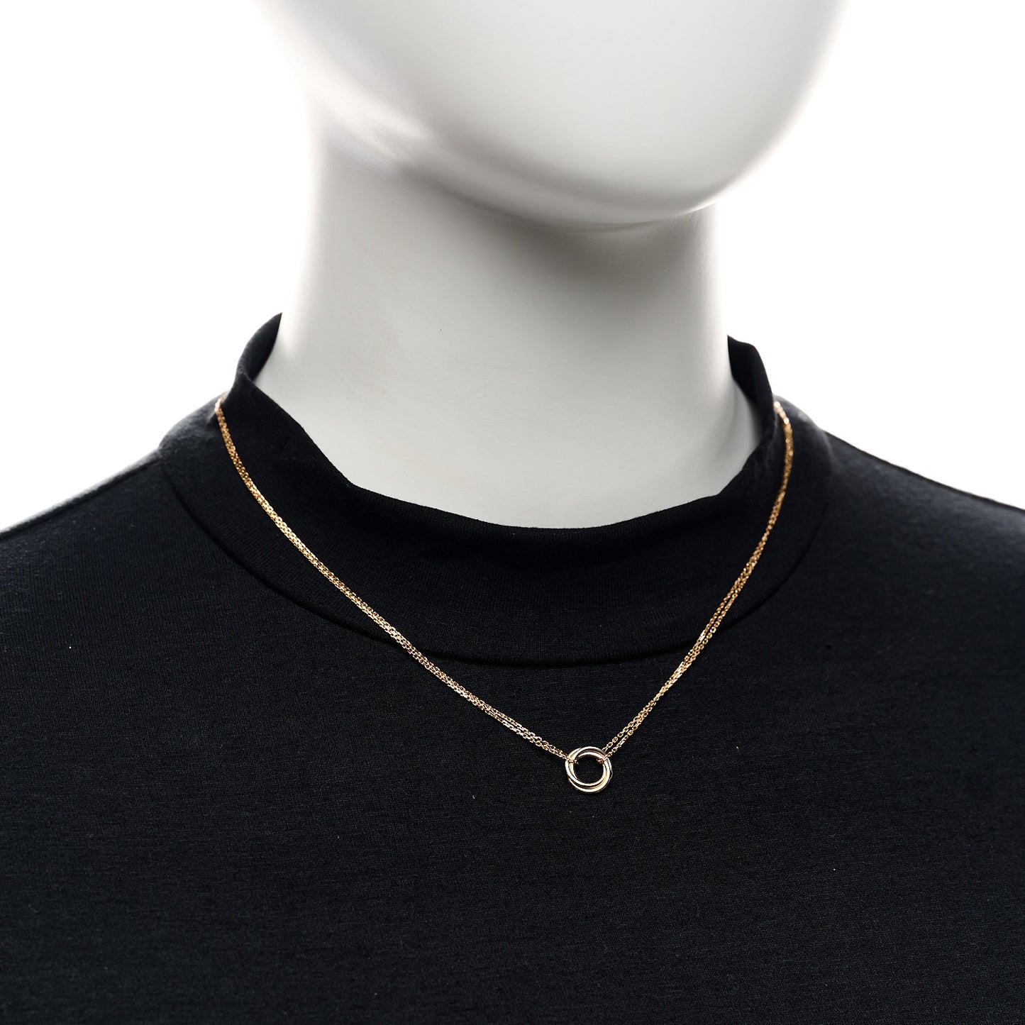 18K Pink Yellow White Gold Trinity Double Chain Pendant Necklace