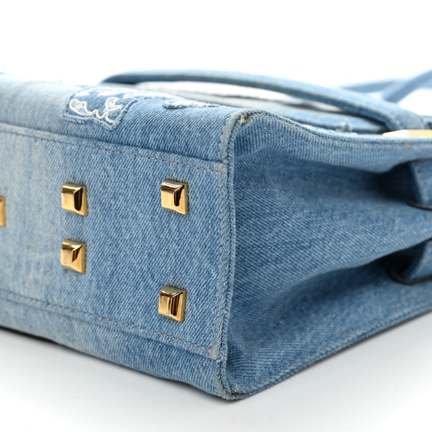 Valentino Garavani Denim Butterfly Small My Rockstud Frame Bag Light Denim 9 of 14