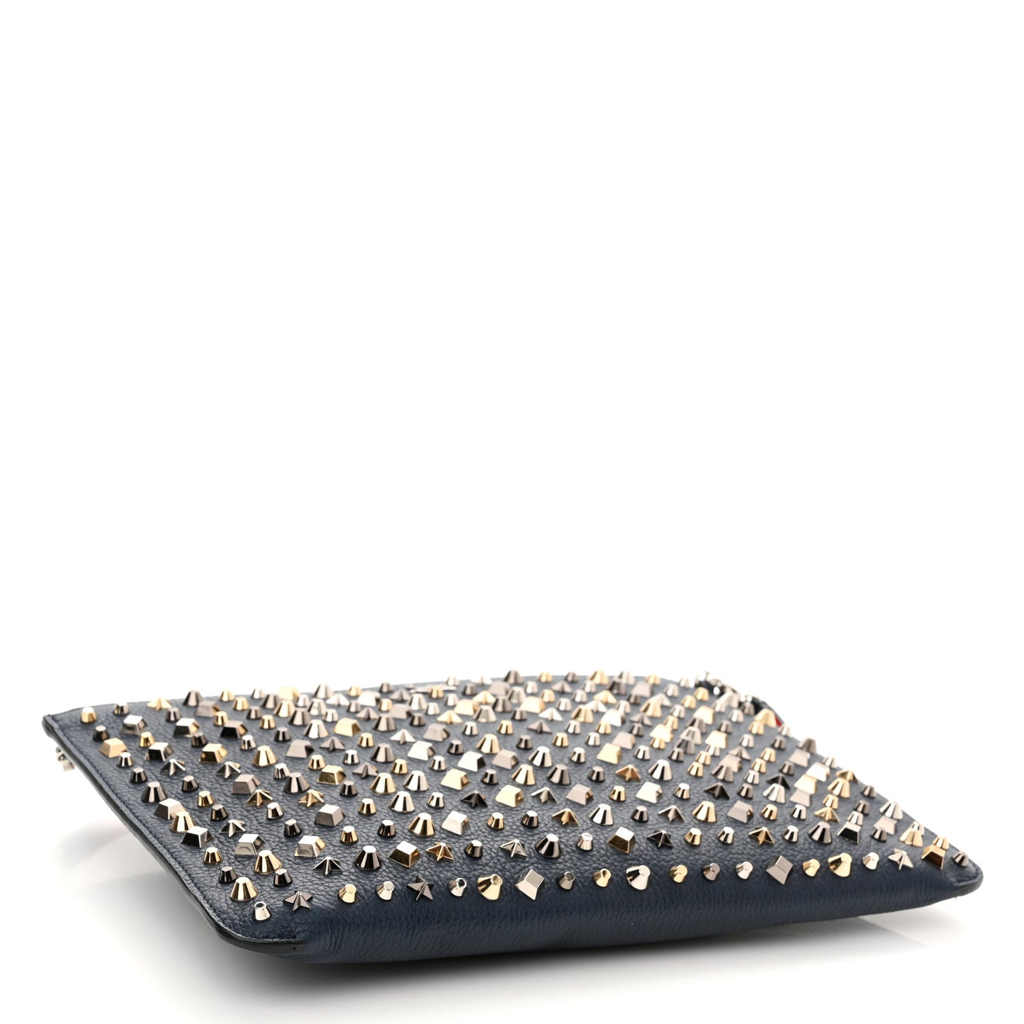 Calfskin Star Studded Loubiclutch Crossbody Clutch Navy
