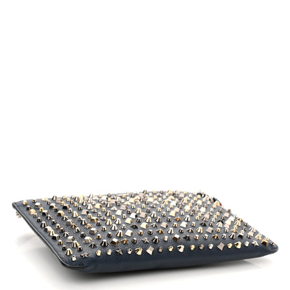 Christian Louboutin Calfskin Star Studded Loubiclutch Crossbody Clutch Navy 4 of 9