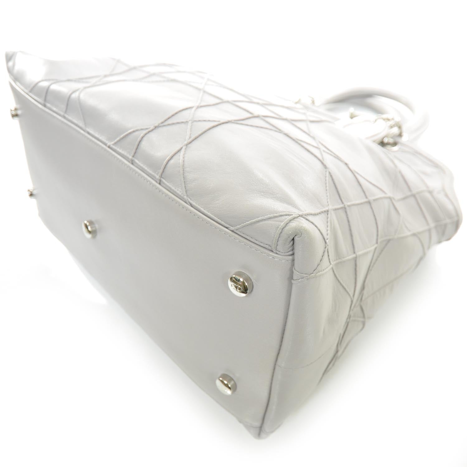 Christian Dior Lambskin Cannage Medium Granville Tote Grey 5 of 10