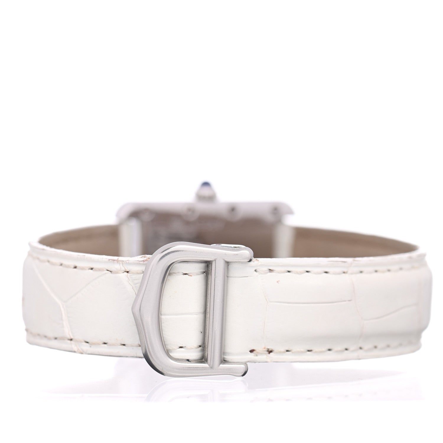 Cartier Sterling Silver Vermeil Alligator 23mm Must de Cartier Tank Quartz Watch White 3 of 4