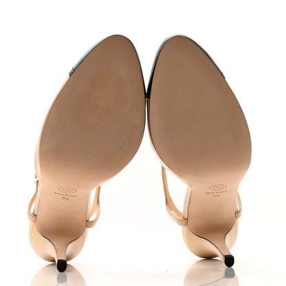 Chanel Lambskin Cap Toe CC Slingback Pumps 39 Beige Black 5 of 9