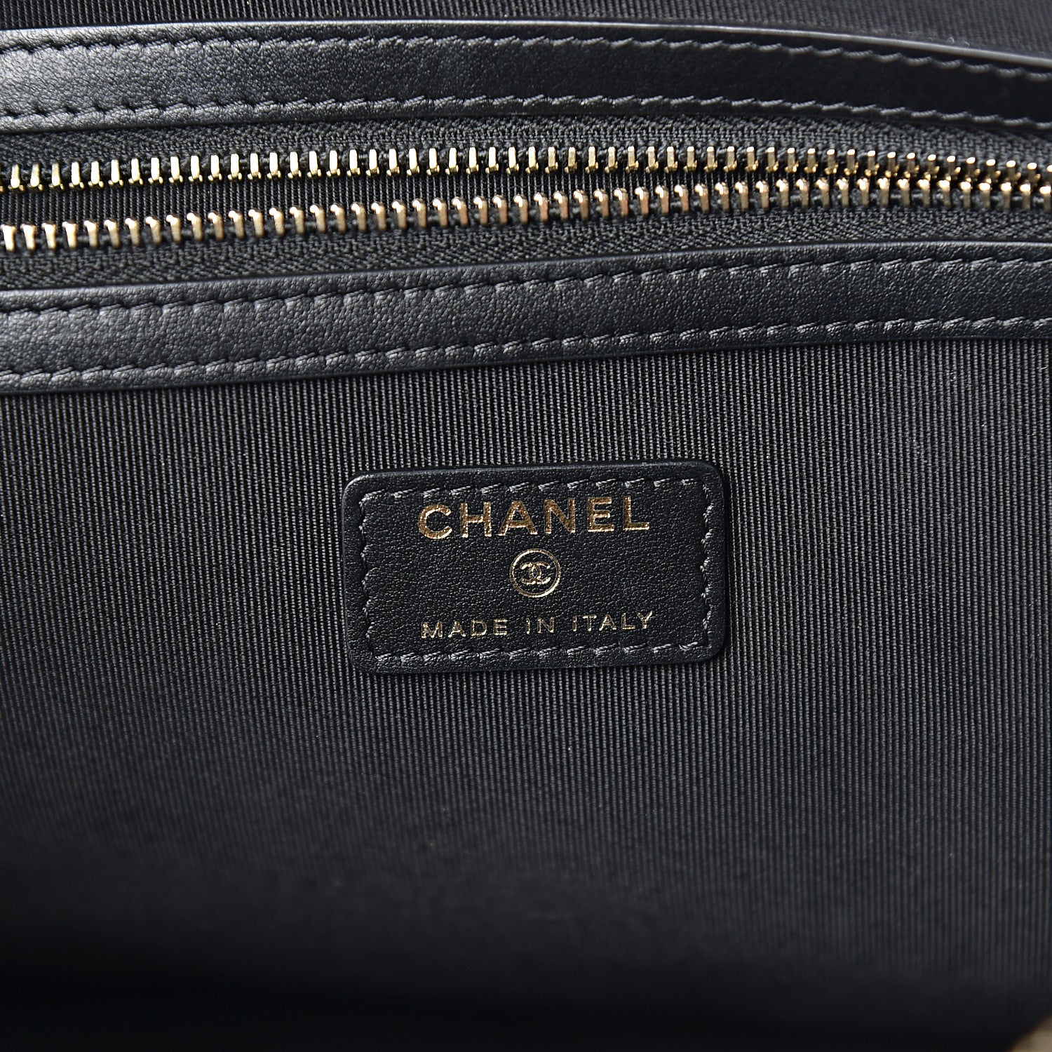 Chanel Lambskin Quilted Large Boy Zip Pouch Black 5 of 9