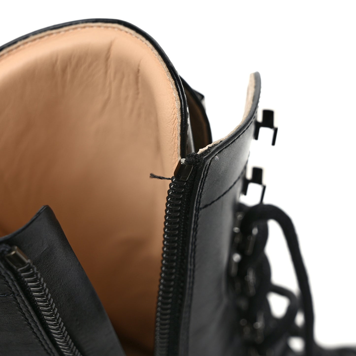 Calfskin Lace Up Combat Boots 41 Black