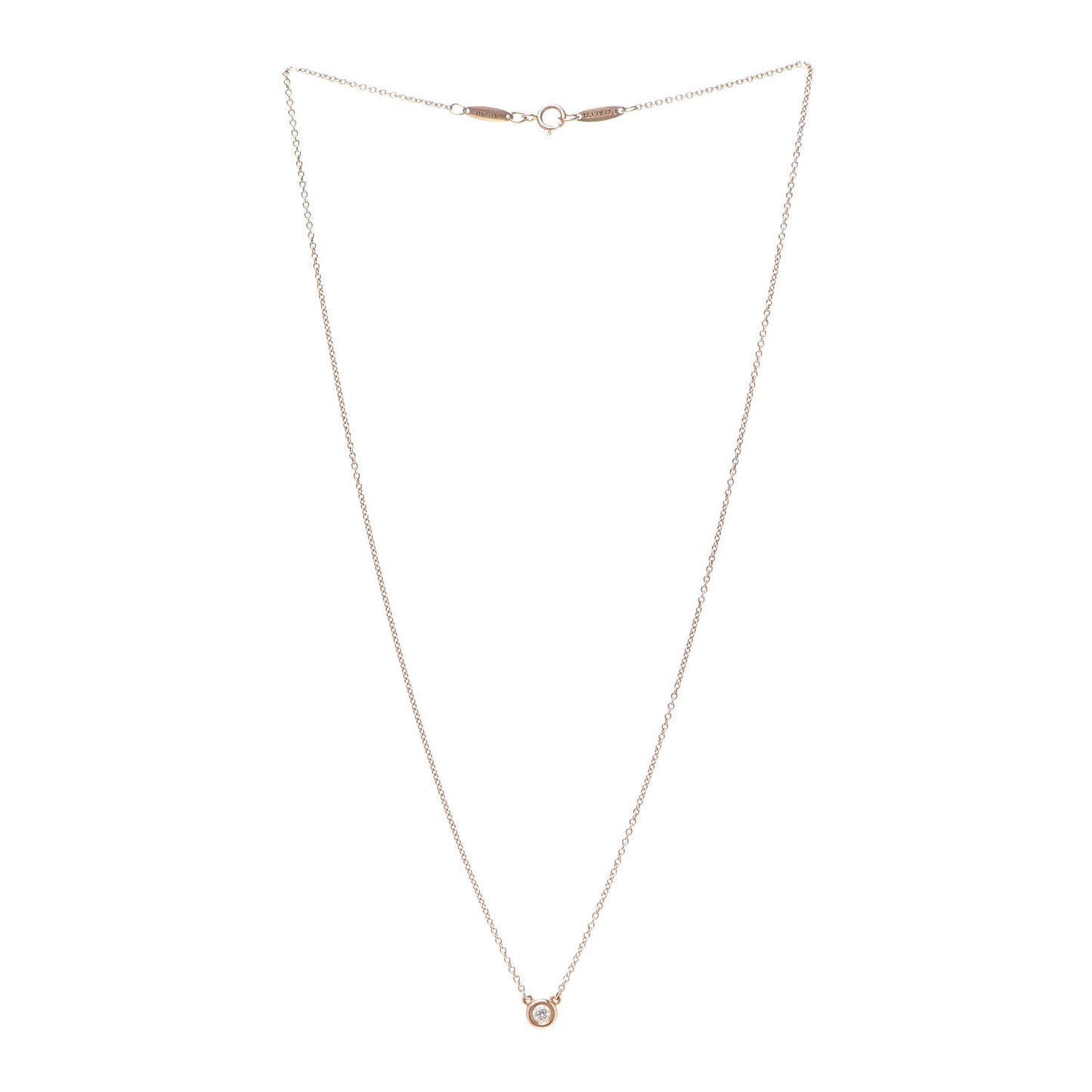 18K Rose Gold Diamond .10ct Elsa Peretti Diamonds by the Yard Pendant Necklace