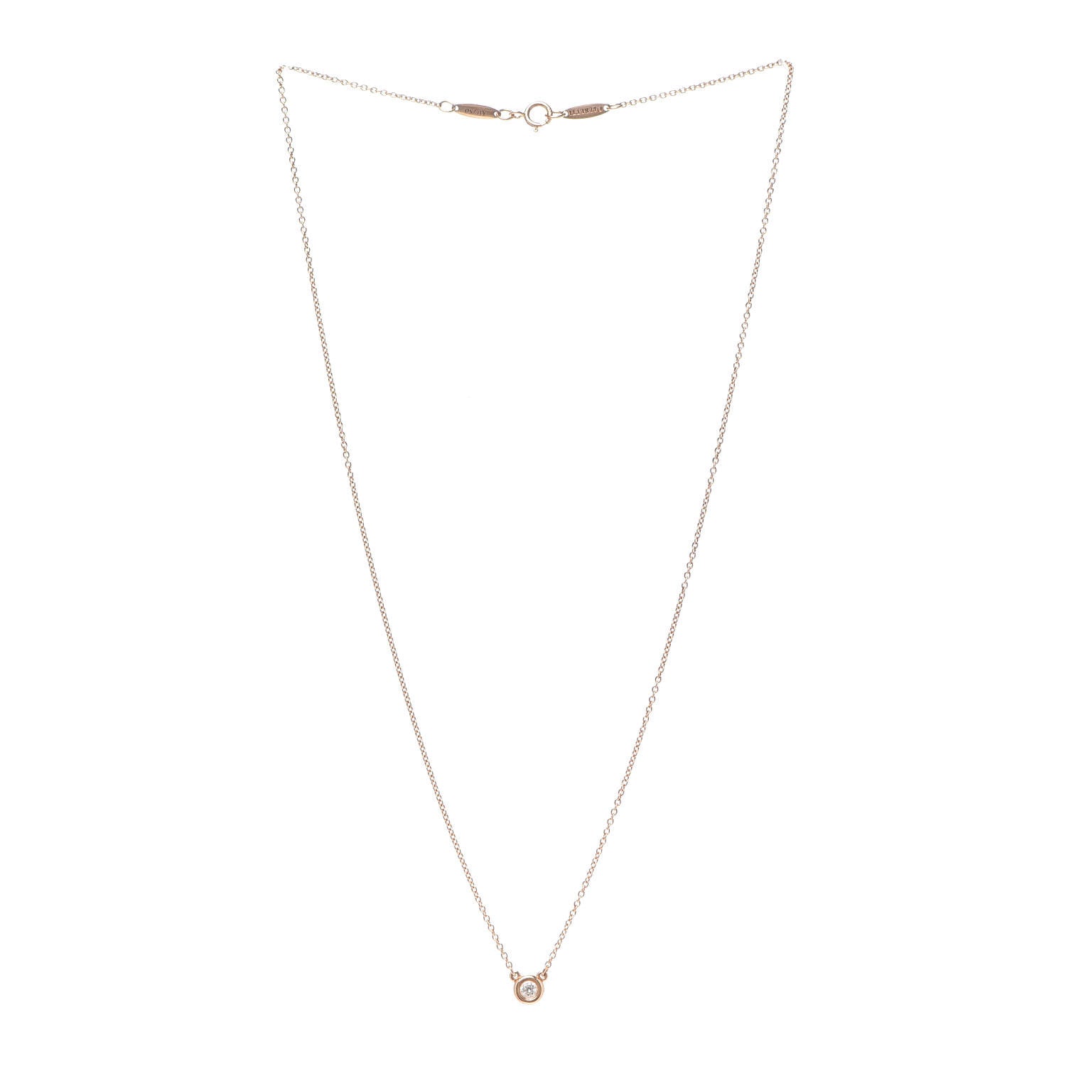 Tiffany 18K Rose Gold Diamond .10ct Elsa Peretti Diamonds by the Yard Pendant Necklace 3 of 4