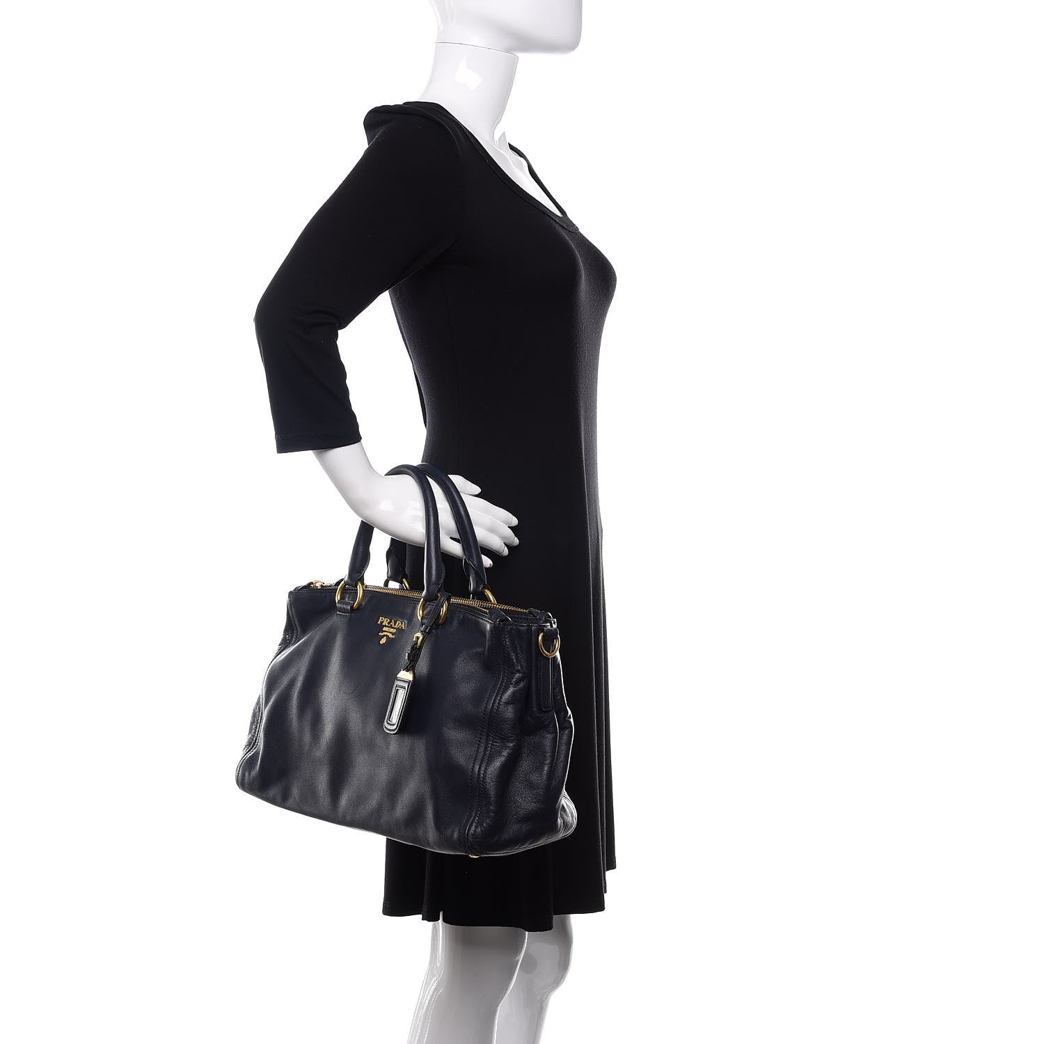 Prada Soft Calfskin Double Zip Shoulder Bag Baltico 3 of 11