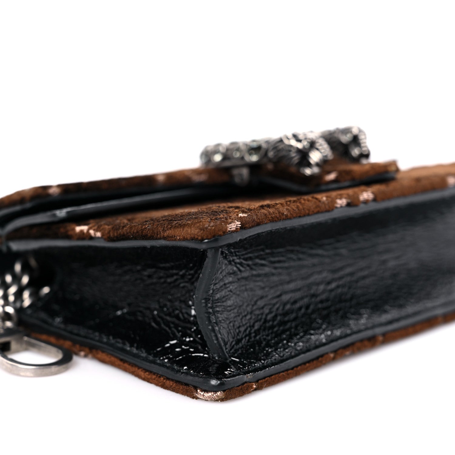 Gucci Velvet Skipper Crystal GG Monogram Super Mini Dionysus Shoulder Bag Brown Black Black Diamond 7 of 11