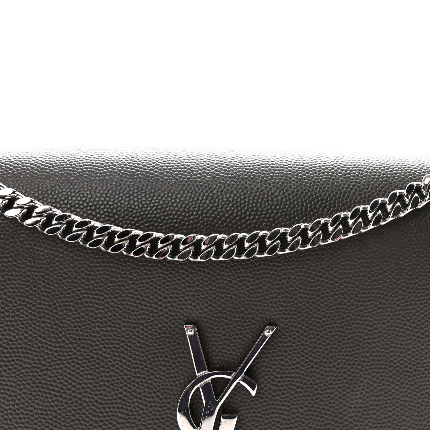 Saint Laurent Grain De Poudre Medium Classic Monogram Kate Satchel Earth Grey 6 of 8