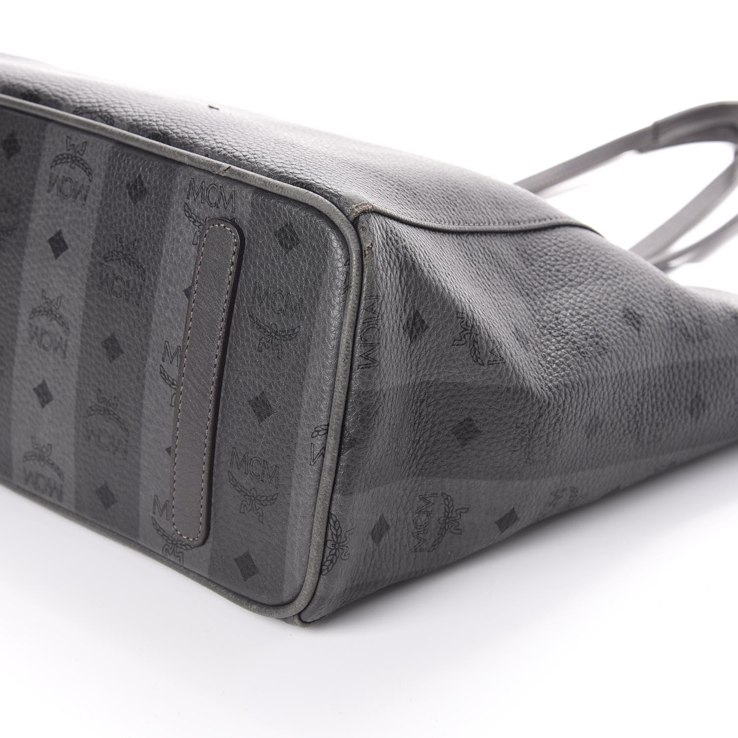 MCM Striped Visetos Medium Liz Reversible Shopper Tote Phantom Grey 10 of 10