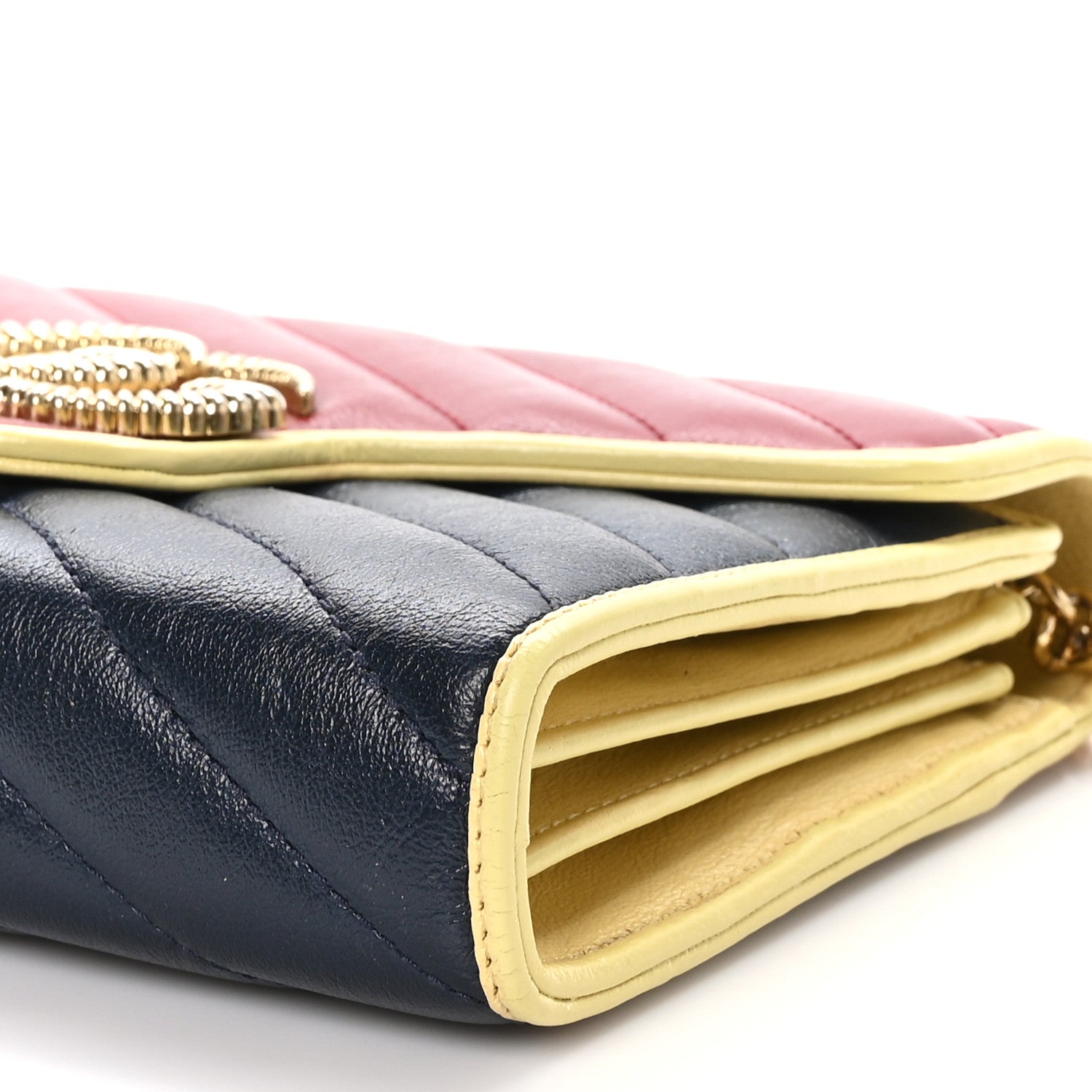 Gucci Azalea Calfskin Matelasse Diagonal Torchon GG Marmont Chain Wallet Blue Agata New Cherry Red Butter 11 of 12