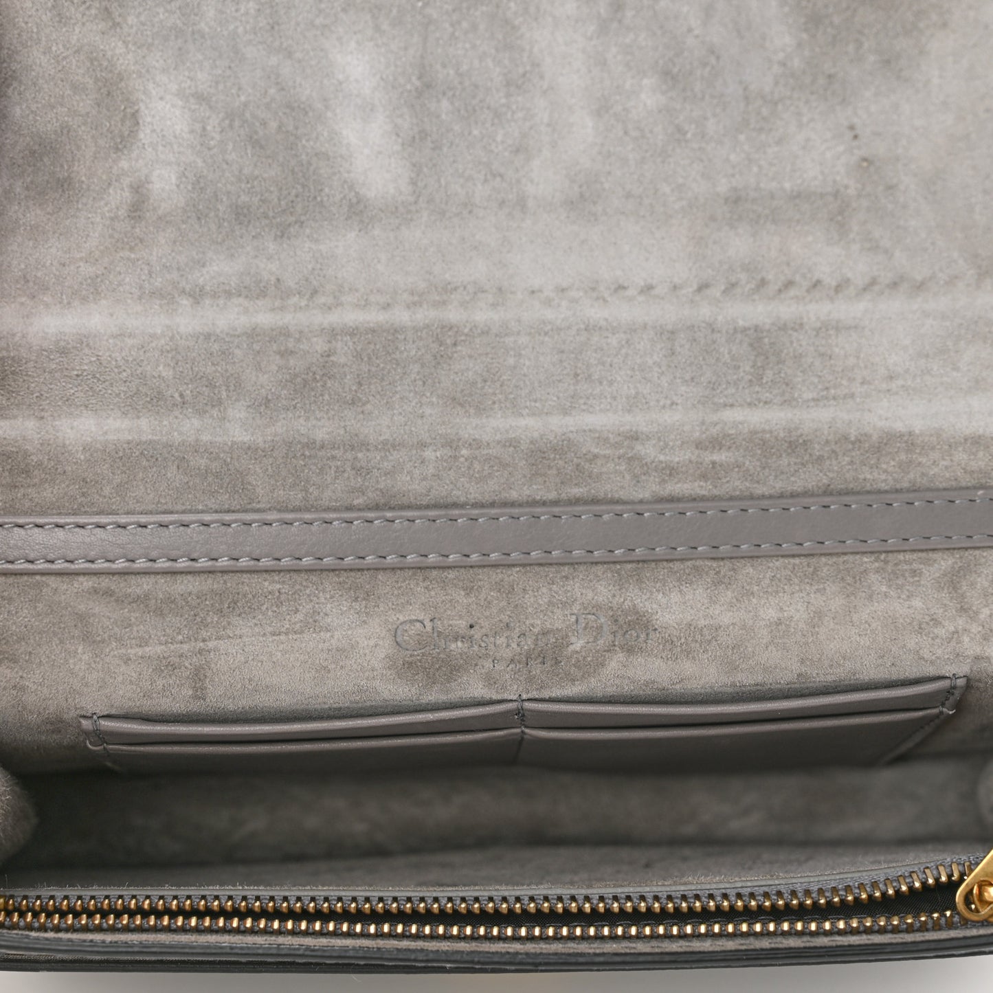 Calfskin J'Adior Wallet on Chain Pouch Grey