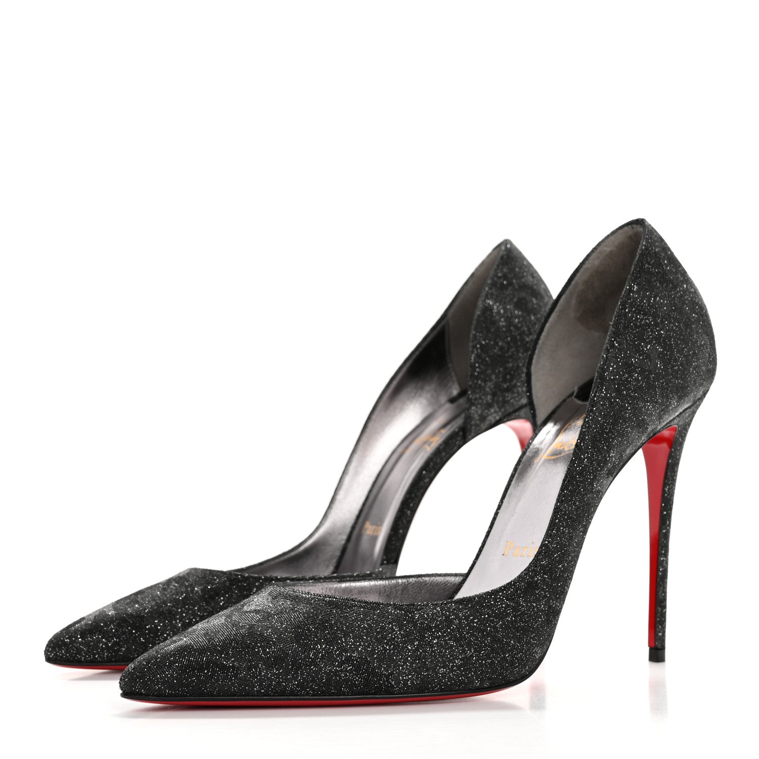 Christian Louboutin Glitter Iriza Kid Flinstar 100 Pumps 41 Black 4 of 11