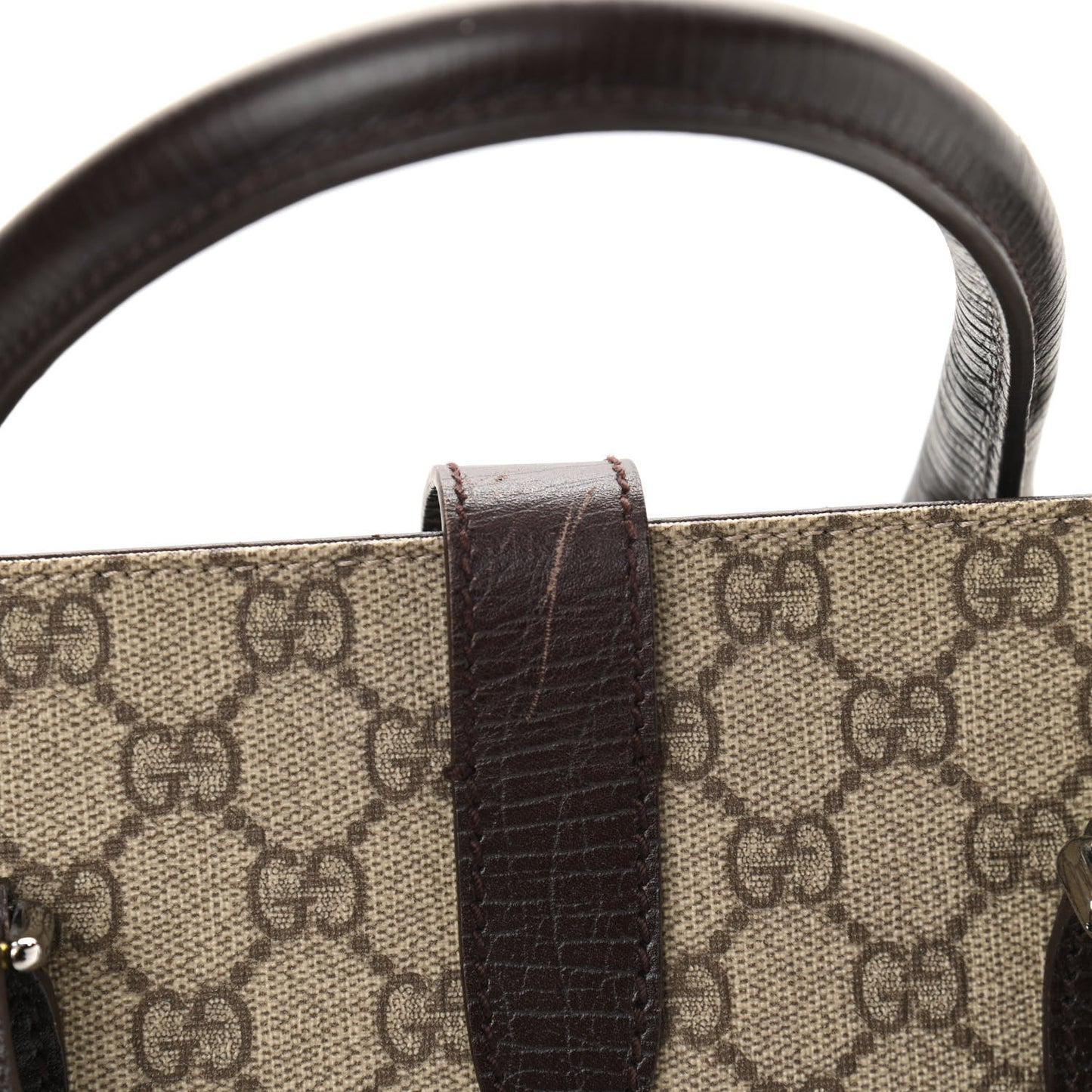 GG Plus Monogram Piston Lock Tote Dark Brown