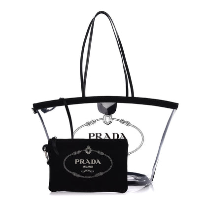 Prada Plexiglass Canapa Shopper Tote Black 1 of 9