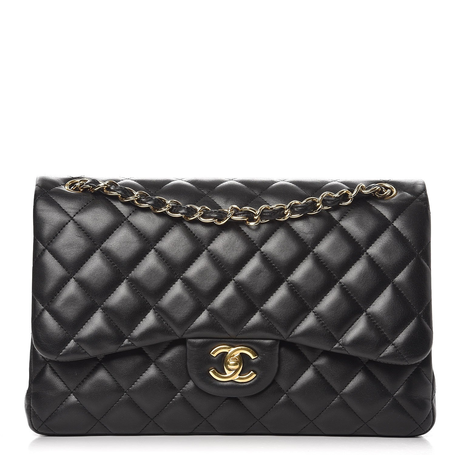 Chanel Lambskin Quilted Jumbo Double Flap Black 1 of 1