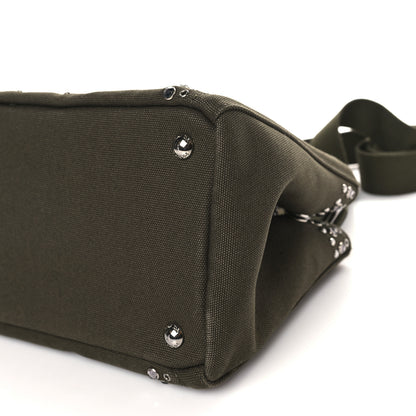 Prada Canvas Crystal Studded Canapa Tote Militare 9 of 9