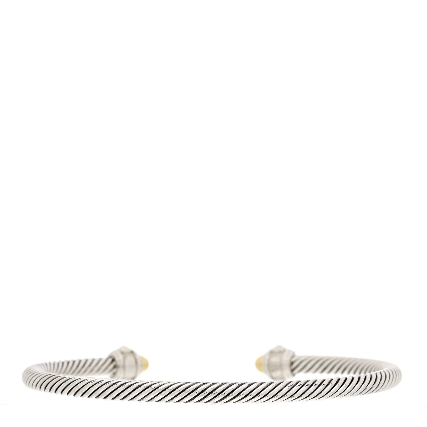 David Yurman Sterling Silver 18K Yellow Gold 4mm Cable Renaissance Bracelet 2 of 3