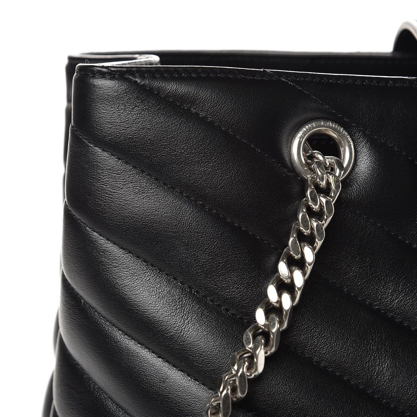 Calfskin Y Quilted Monogram Large Loulou Shopper Black