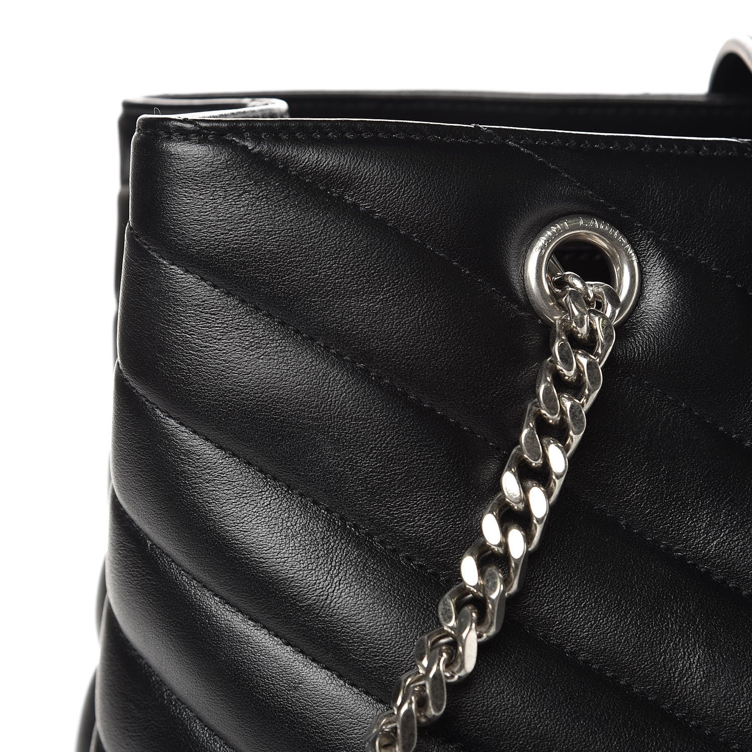 Saint Laurent Calfskin Y Quilted Monogram Large Loulou Shopper Black 9 of 10
