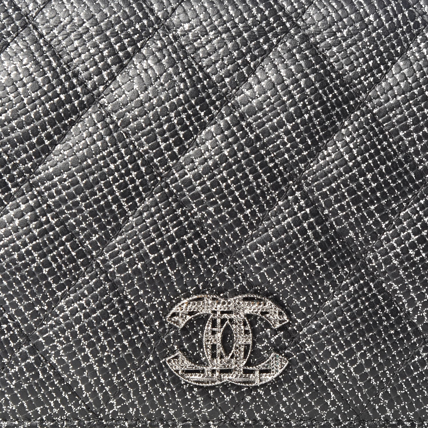 Chanel Glittered Calfskin Quilted Yen Wallet Black 10 of 10