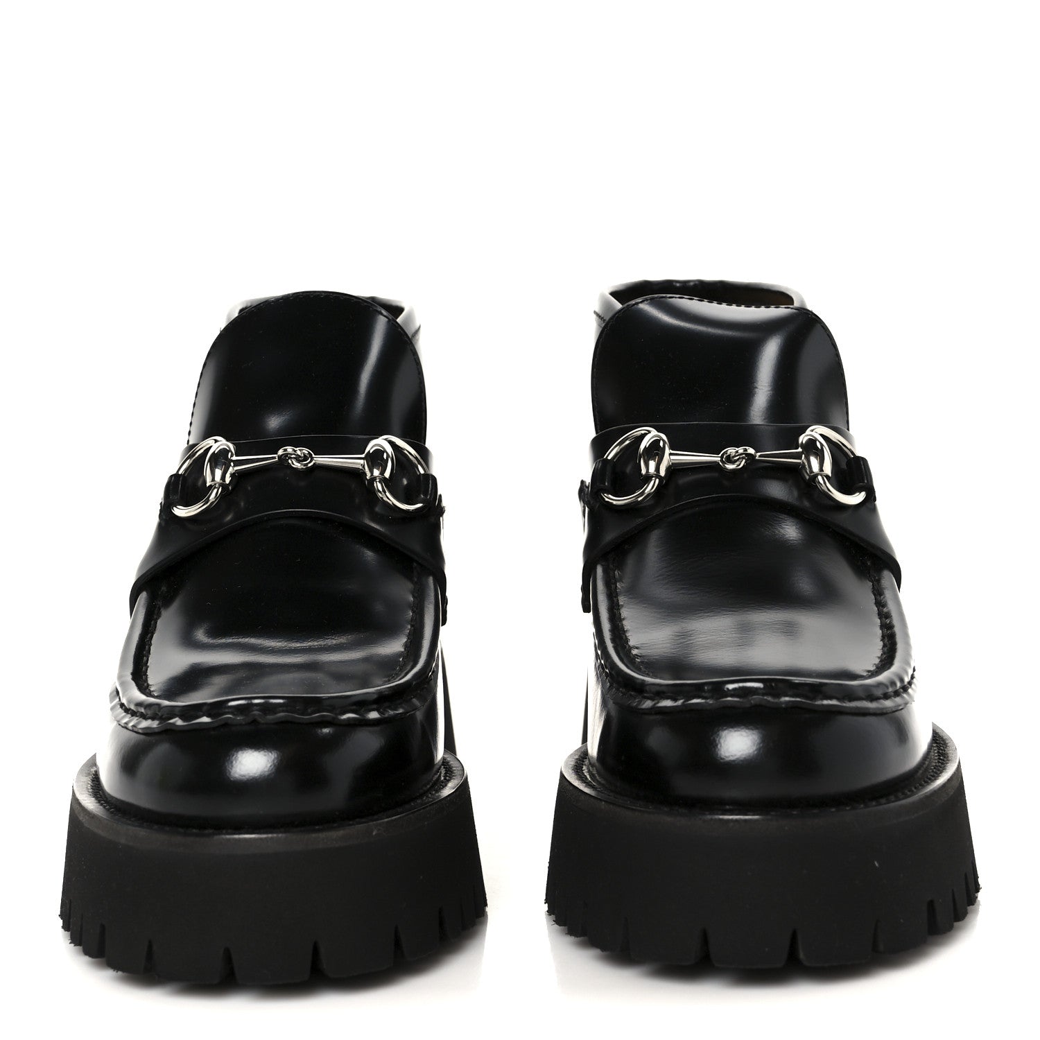 Gucci Cordovan Lux Womens Horsebit Platform Ankle Boots 38 Black 3 of 10