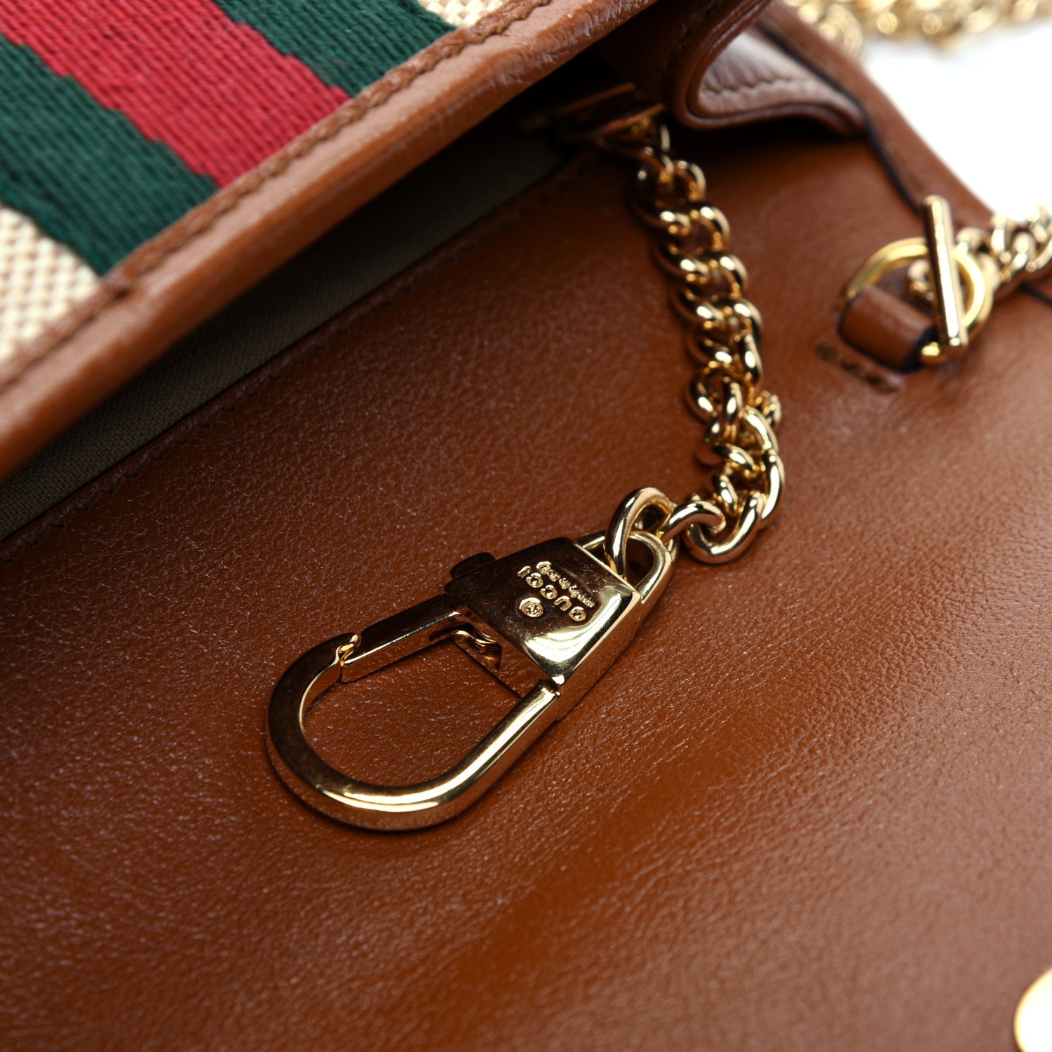 Gucci Vintage Canvas Calfskin Web Mini Rajah Slim Flap Shoulder Bag Sand Light Cuir 12 of 13